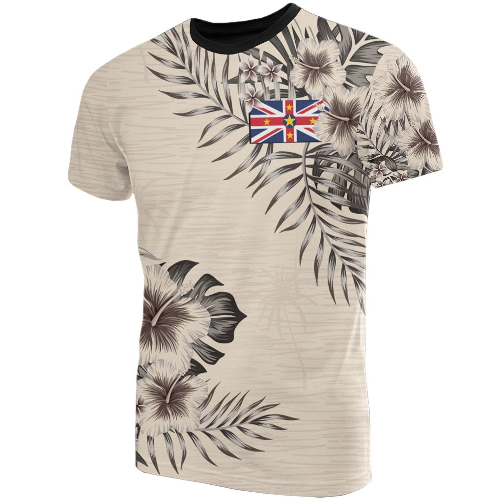 Niue T shirt The Beige Hibiscus - Vibe Hoodie Shop