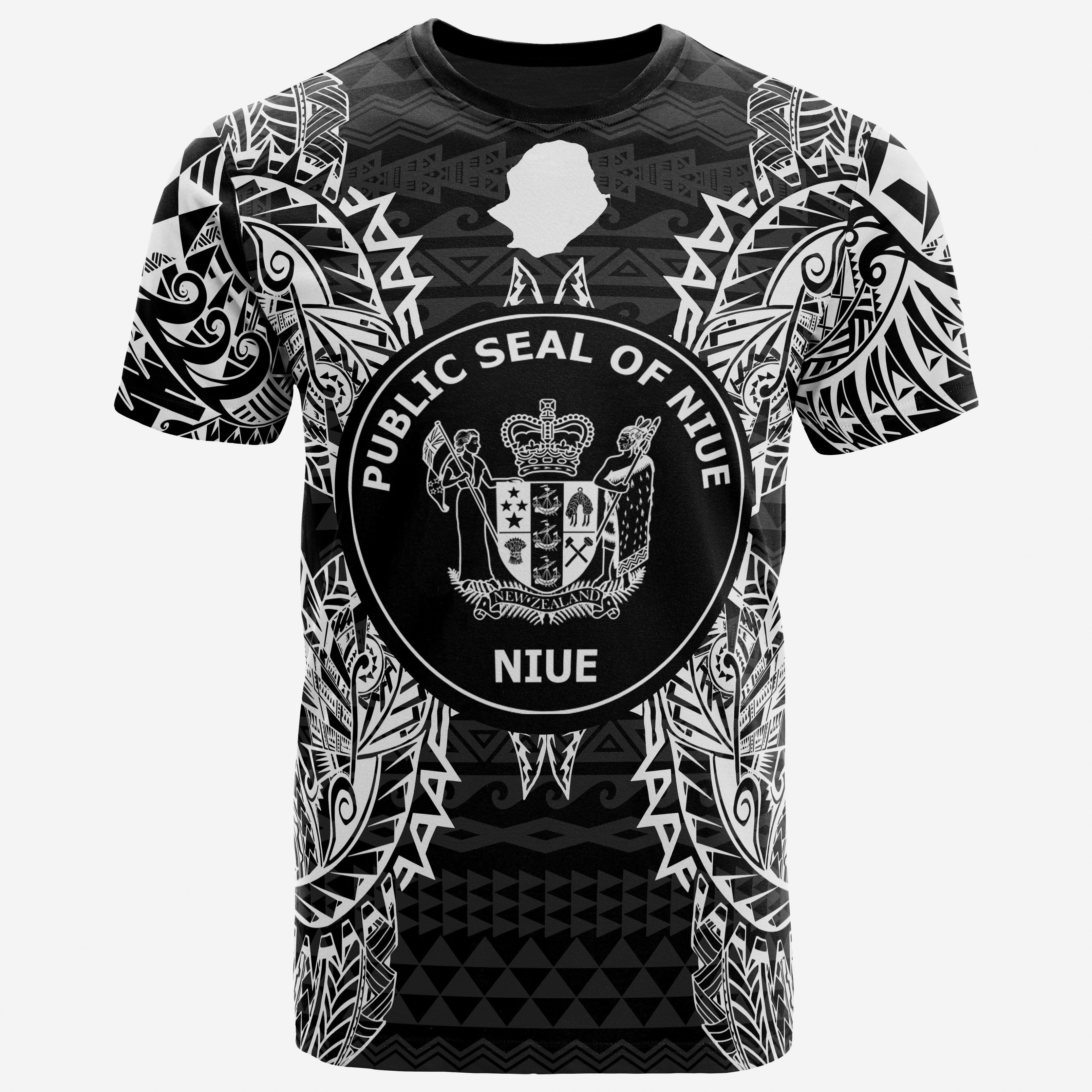 Vibe Hoodie Niue All T shirt - Niue Seal Map Polynesian Tattoo White Black - Vibe Hoodie Shop
