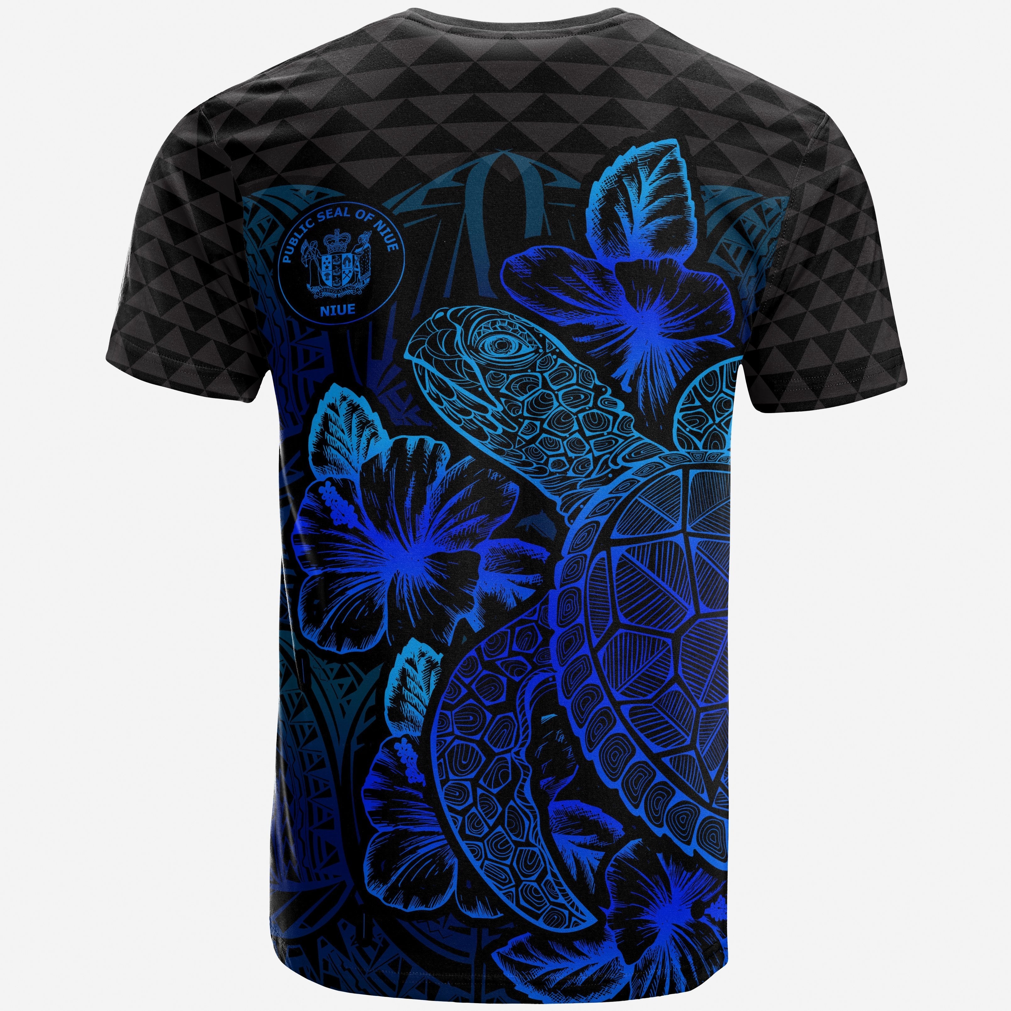 Vibe Hoodie Niue T shirt - Niue Seal Turtle Hibiscus Blue - Vibe Hoodie Shop