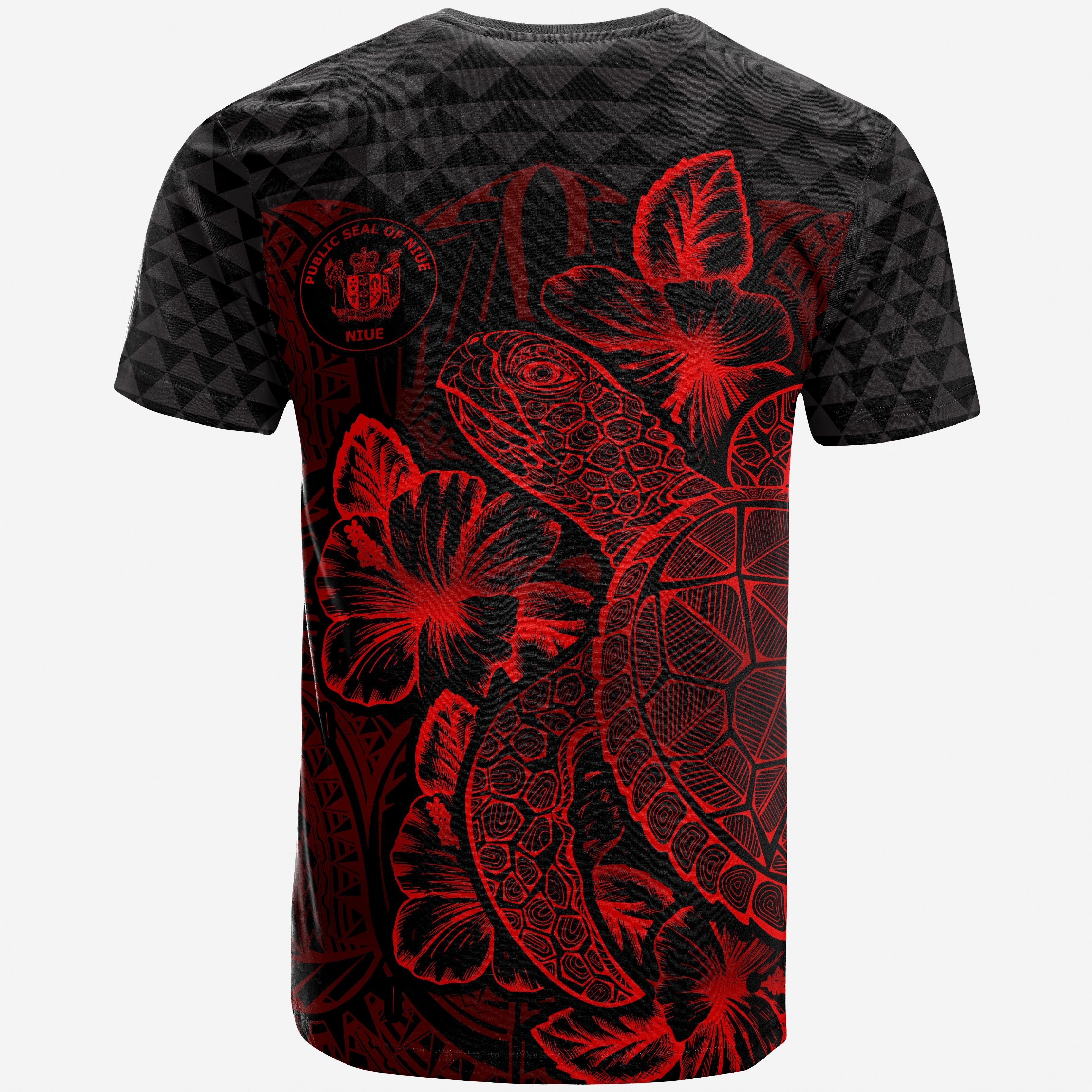 Vibe Hoodie Niue T shirt - Niue Seal Turtle Hibiscus Red - Vibe Hoodie Shop