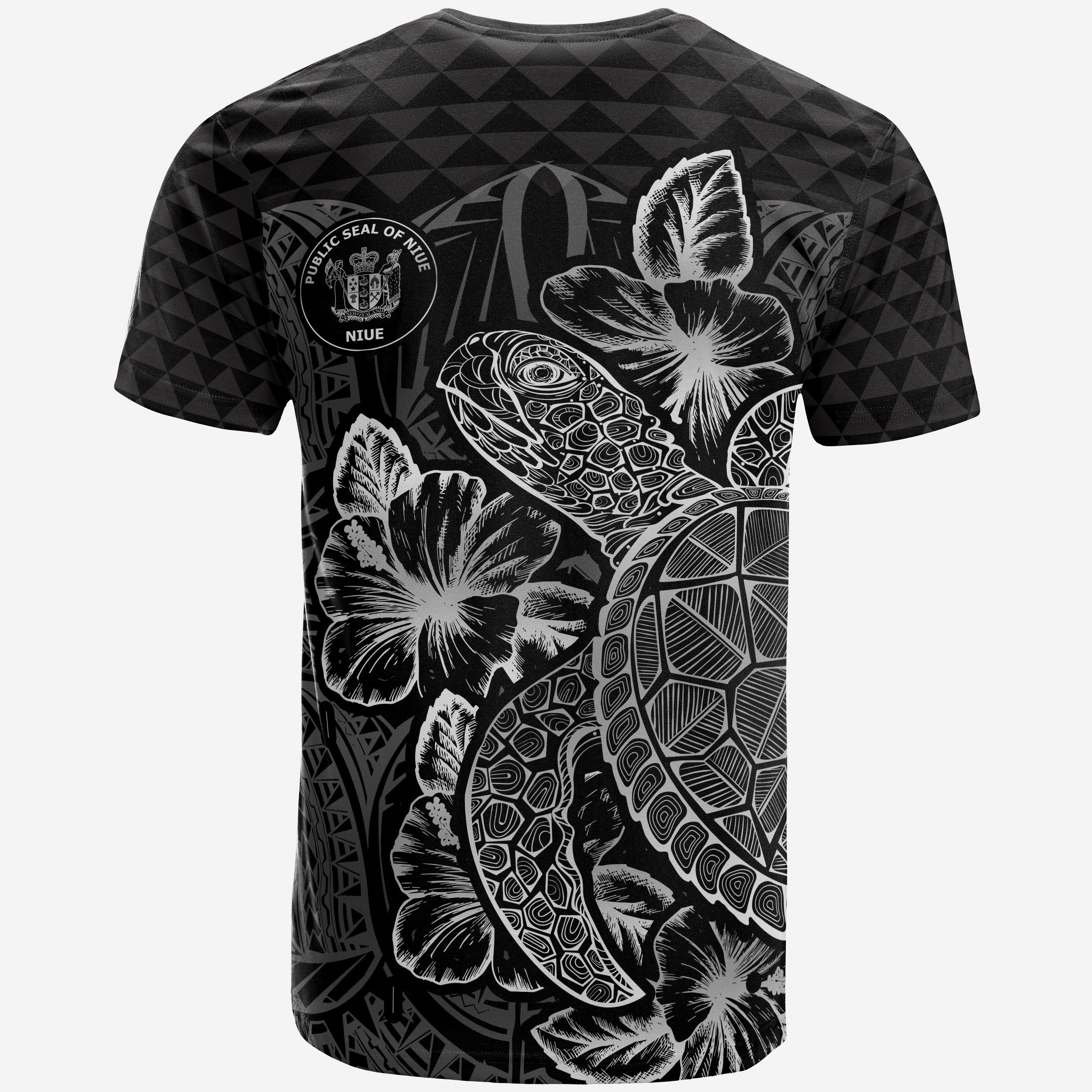 Vibe Hoodie Niue T shirt - Niue Seal Turtle Hibiscus Black - Vibe Hoodie Shop