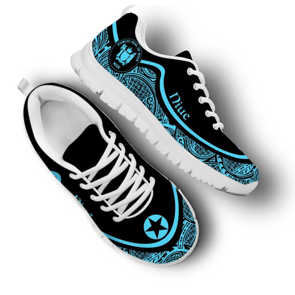 Niue Wave Sneakers - Polynesian Pattern Blue Color - Vibe Hoodie Shop