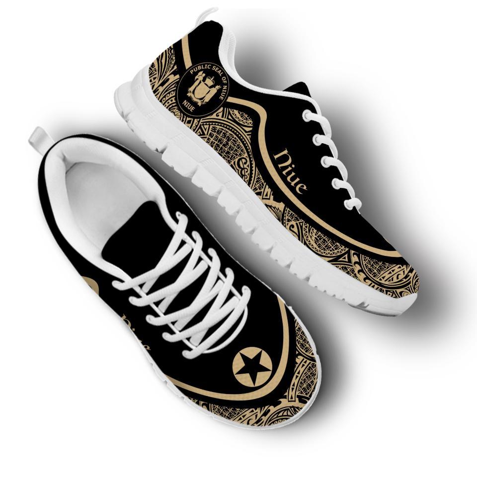 Niue Wave Sneakers - Polynesian Pattern Gold Color - Vibe Hoodie Shop