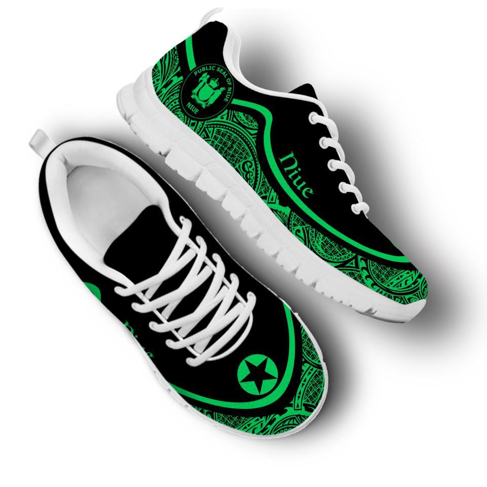 Niue Wave Sneakers - Polynesian Pattern Green Color - Vibe Hoodie Shop