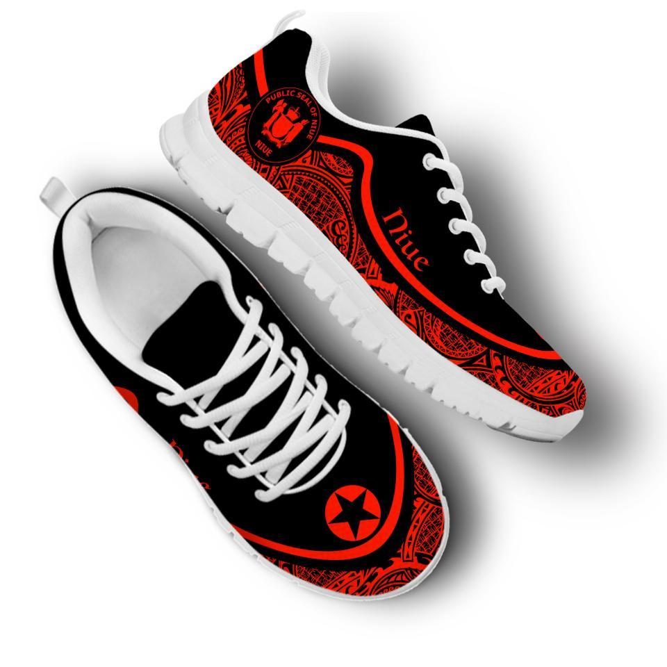 Niue Wave Sneakers - Polynesian Pattern Red Color - Vibe Hoodie Shop