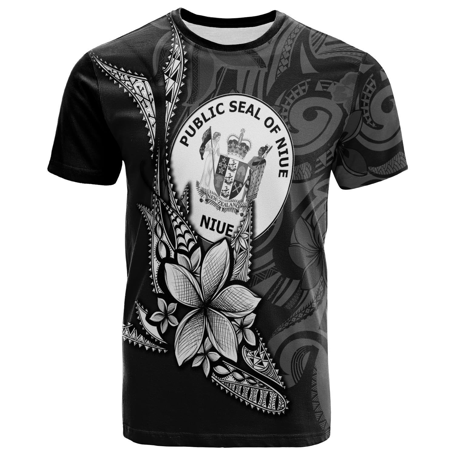 Niue T shirt - Fish With Plumeria Flowers Style - Vibe Hoodie Shop