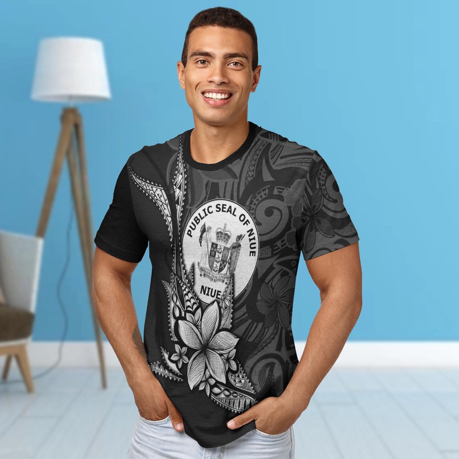 Niue Custom Personalised T shirt - Fish With Plumeria Flowers Style - Vibe Hoodie Shop
