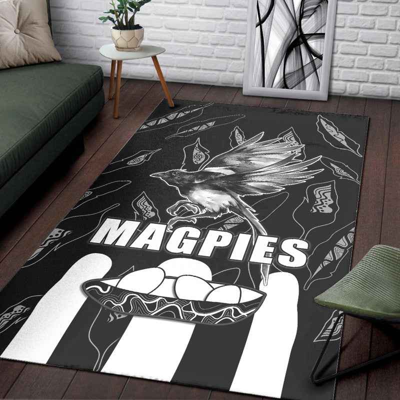 Collingwood Magpies Area Rug Indigenous Guernsey No2 Version - Vibe Hoodie Shop