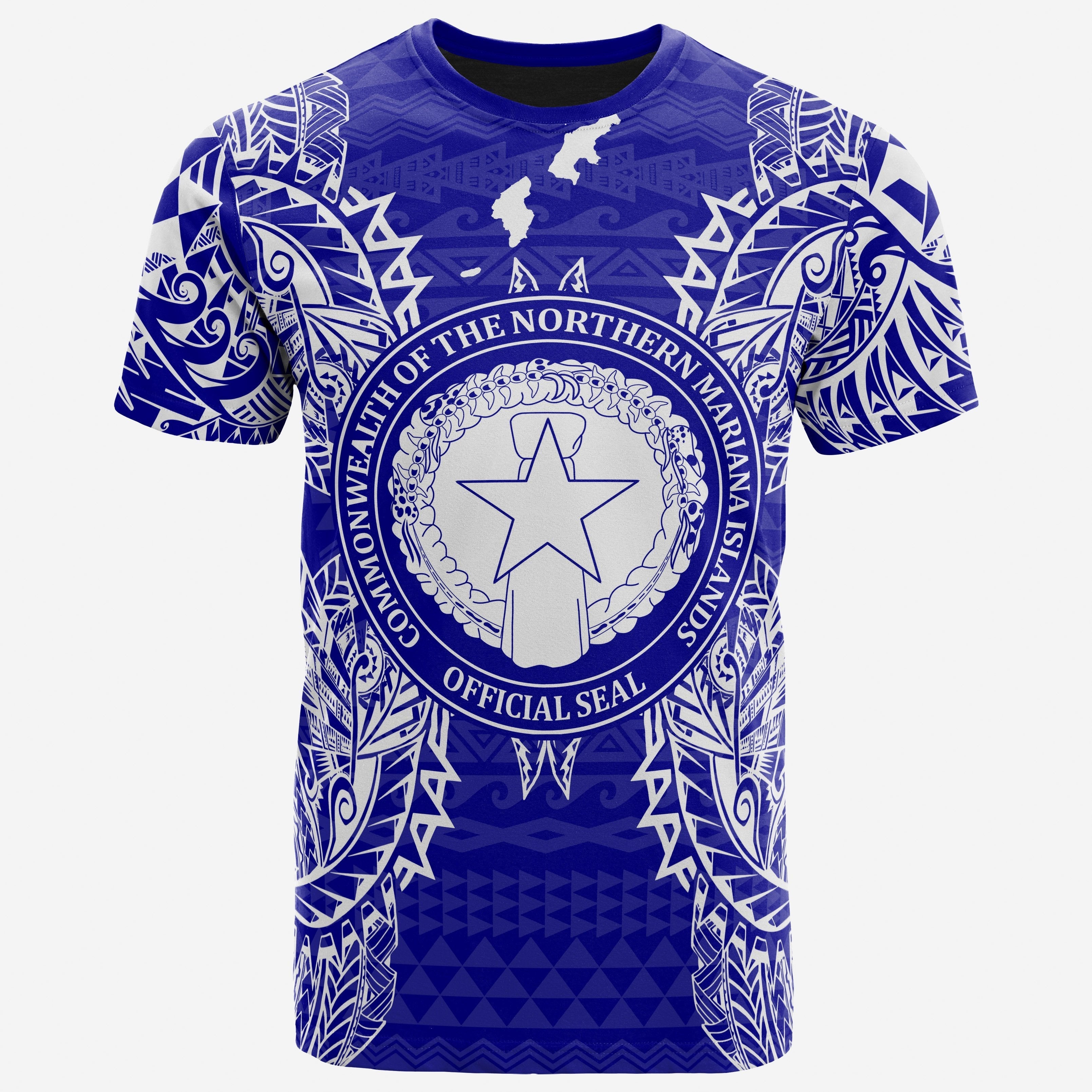 Vibe Hoodie Northern Mariana Islands All T shirt - Northern Mariana Islands Seal Map Polynesian Tattoo Blue - Vibe Hoodie Shop