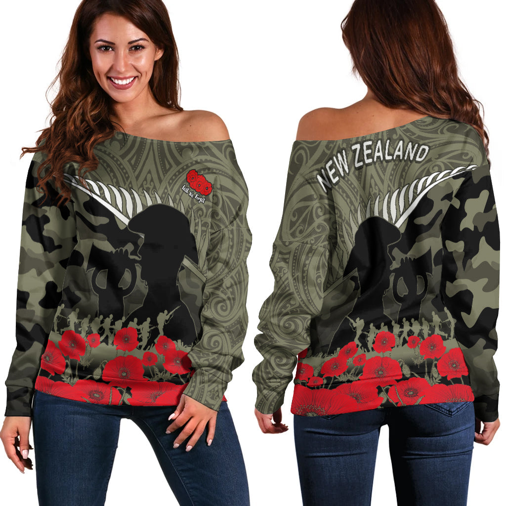 New Zealand ANZAC 2022 Women Off Shoulder Maori Camouflage - Vibe Hoodie Shop