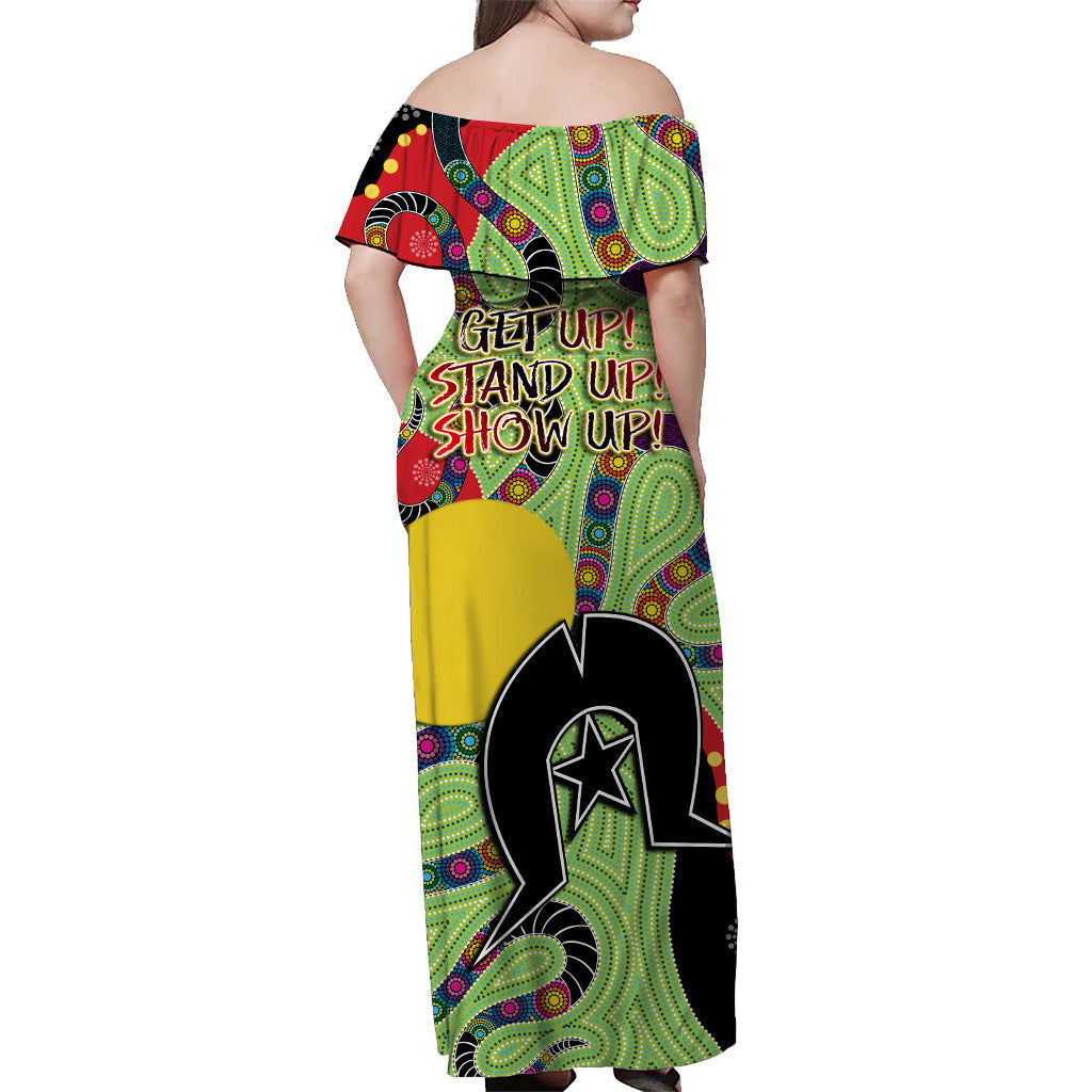 Aboriginal NAIDOC Week Off Shoulder Long Dress Stronger Together Unique Style - Vibe Hoodie Shop