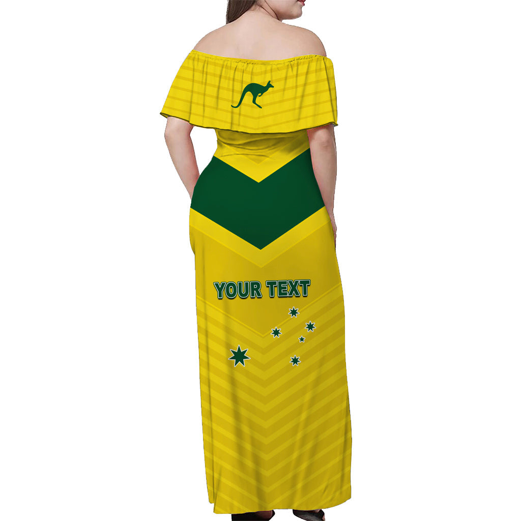 (Custom Personalised) Australia Cricket Off Shoulder Long Dress Go Aussie Champions - Vibe Hoodie Shop