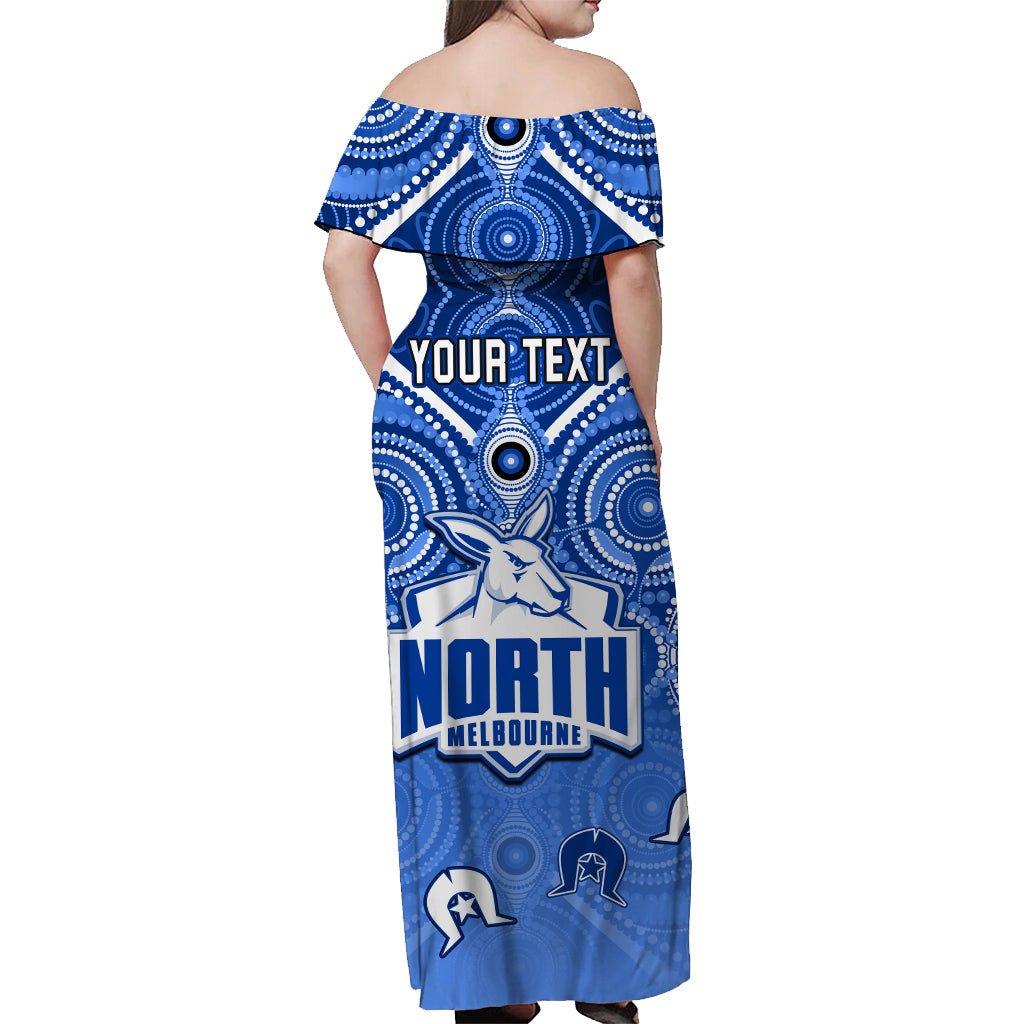 (Custom Personalised) Kangaroos Football NAIDOC Week Off Shoulder Long Dress North Melbourne Aboriginal Dhari - Vibe Hoodie Shop