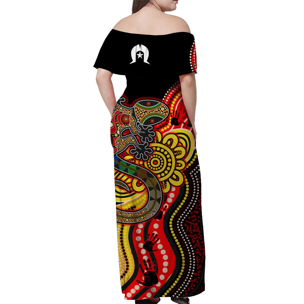 (Custom Personalised) NAIDOC Week 2022 Off Shoulder Long Dress Aboriginal Lizard Always Proud History - Vibe Hoodie Shop