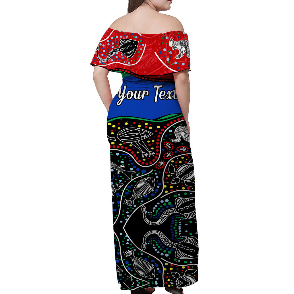 (Custom Personalised) NAIDOC Week 2022 Off Shoulder Long Dress National Aborigines And Torres Strait Islander Animals Aboriginal - Vibe Hoodie Shop