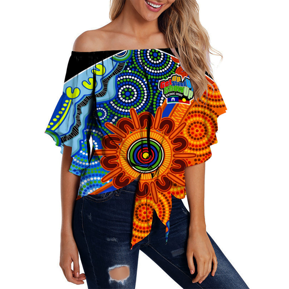 custom-text-and-number-naidoc-week-2022-off-shoulder-waist-wrap-top-aboriginal-and-torres-strait-islanders-together