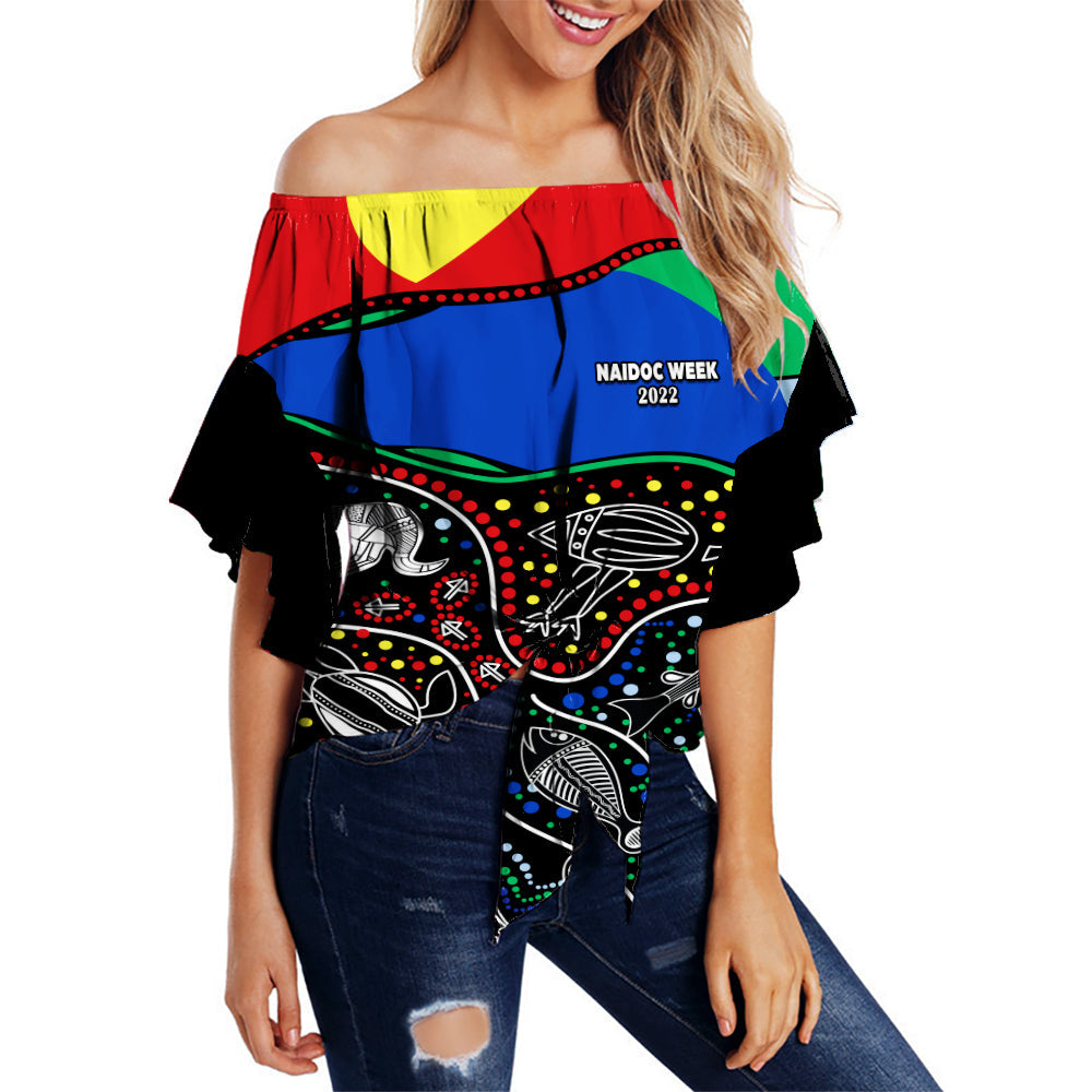 (Custom Personalised) NAIDOC Week 2022 Off Shoulder Sweater National Aborigines And Torres Strait Islander Animals Aboriginal - Vibe Hoodie Shop