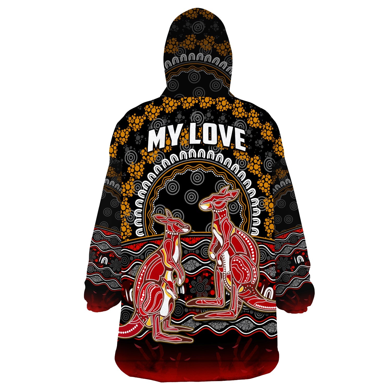 (Custom Personalised) Australia Valentine Wearable Blanket Hoodie Aboriginal Couple Kangaroos MY LOVE - Vibe Hoodie Shop