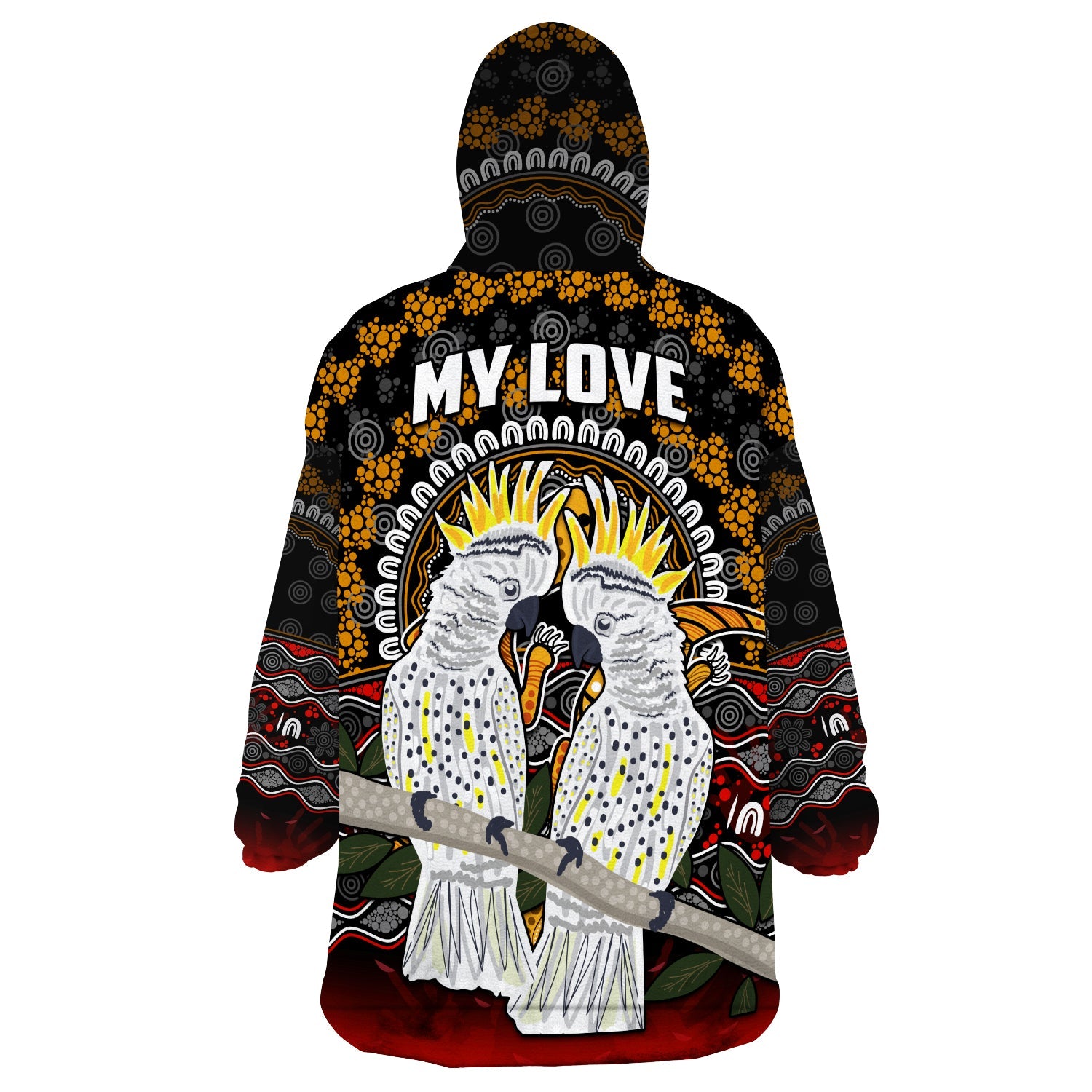 (Custom Personalised) Australia Valentine Wearable Blanket Hoodie Aboriginal Couple Cockatoos MY LOVE - Vibe Hoodie Shop