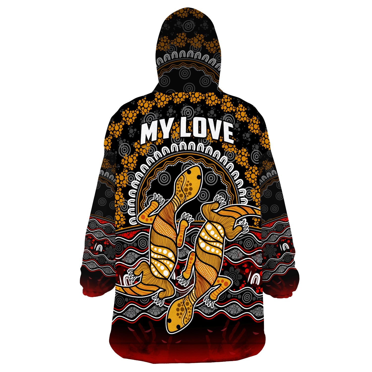 (Custom Personalised) Australia Valentine Wearable Blanket Hoodie Aboriginal Couple Lizards MY LOVE - Vibe Hoodie Shop