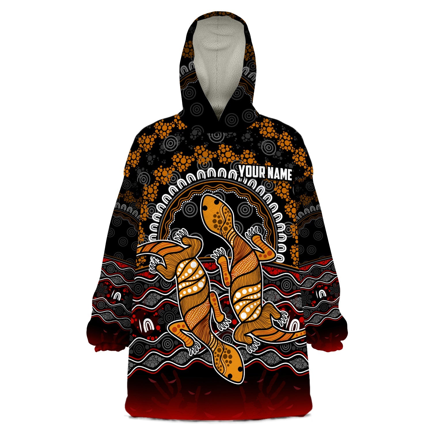 (Custom Personalised) Australia Valentine Wearable Blanket Hoodie Aboriginal Couple Lizards MY LOVE - Vibe Hoodie Shop