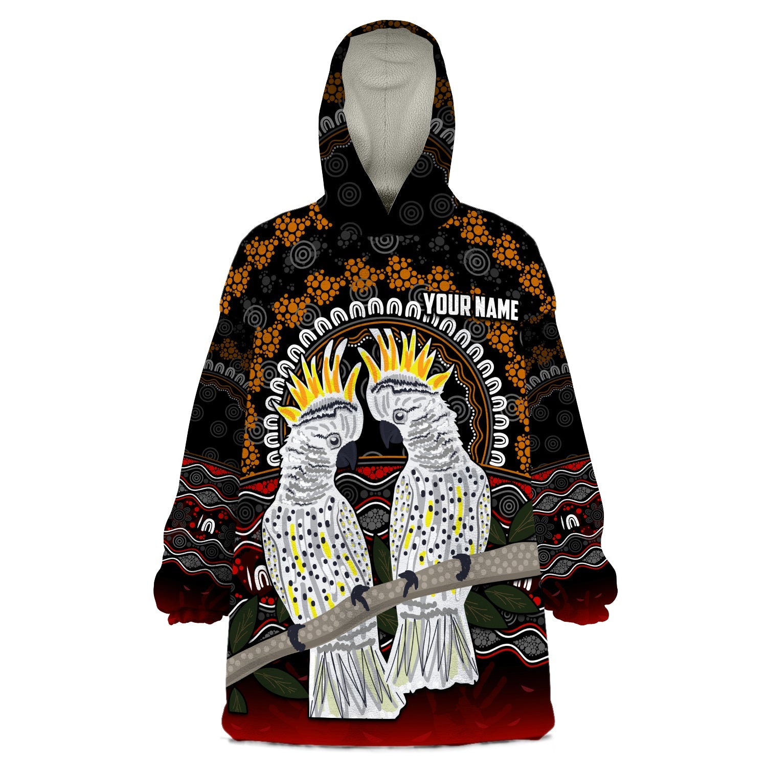 (Custom Personalised) Australia Valentine Wearable Blanket Hoodie Aboriginal Couple Cockatoos MY LOVE - Vibe Hoodie Shop