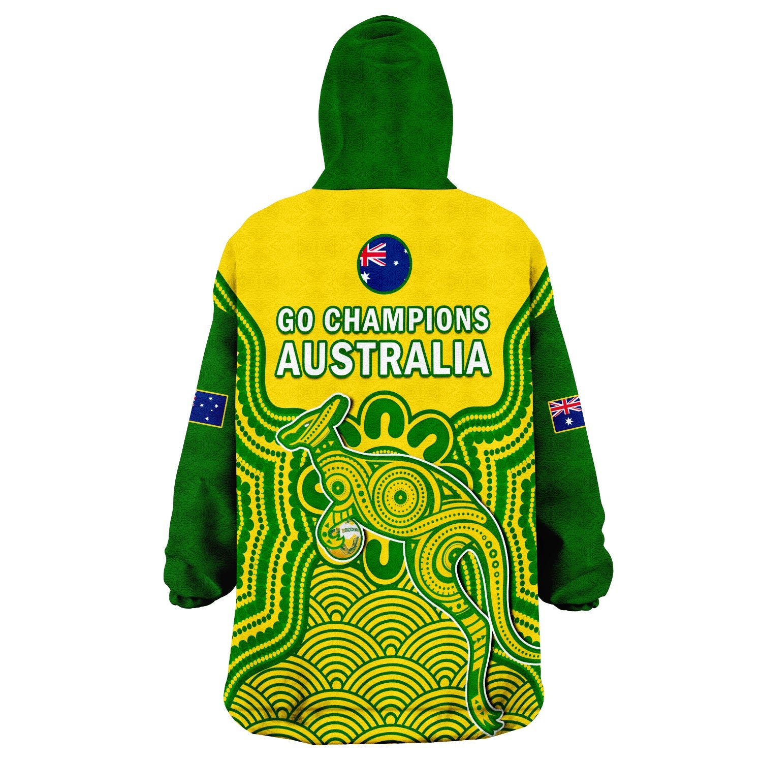 Australia Soccer Wearable Blanket Hoodie Socceroos Aboriginal Go Champions World Cup 2022 - Vibe Hoodie Shop