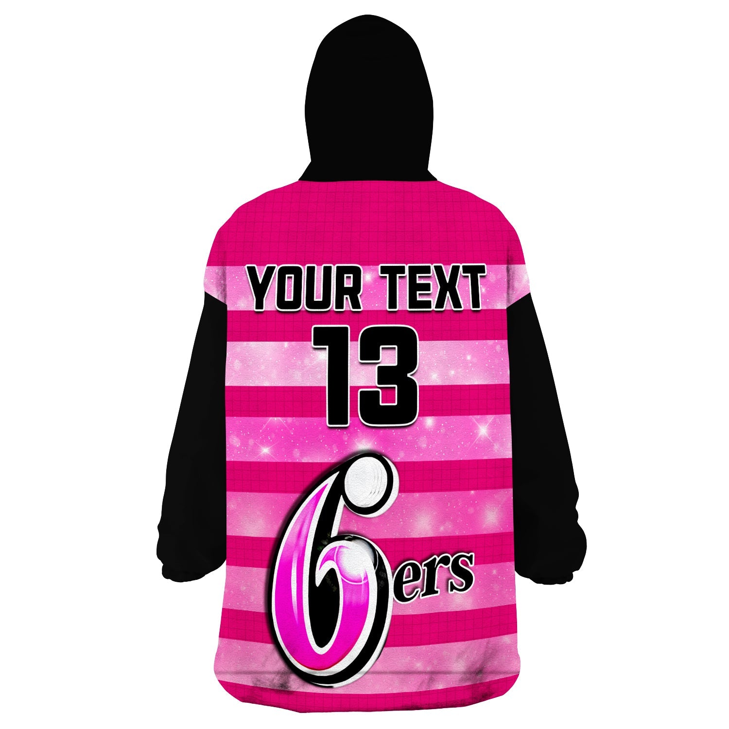 (Custom Text and Number) Sydney Sixers Cricket Wearable Blanket Hoodie Galaxy Star Simple Ver.02 - Vibe Hoodie Shop