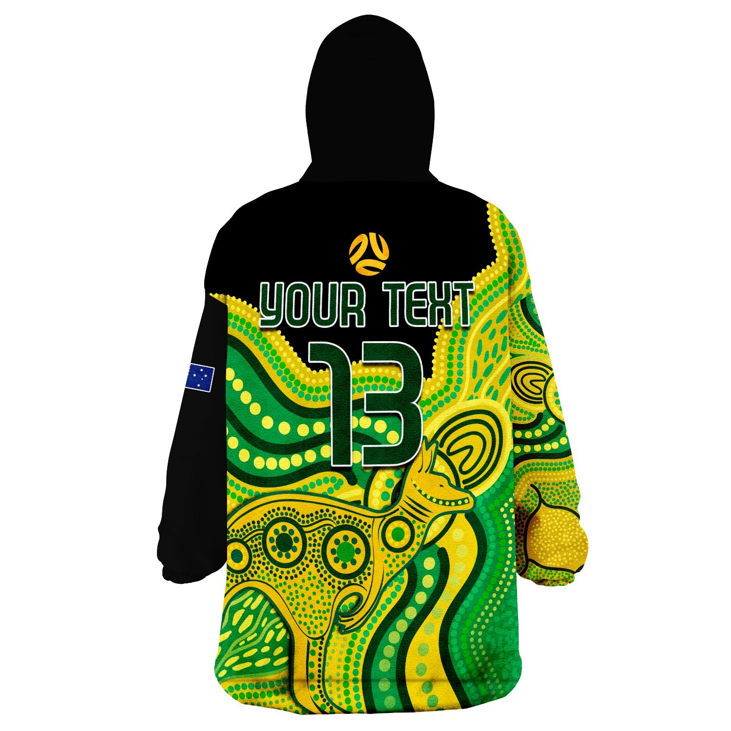 (Custom Text and Number) Australia Soccer Wearable Blanket Hoodie World Cup Football 2022 Socceroos We Are Champions - Vibe Hoodie Shop