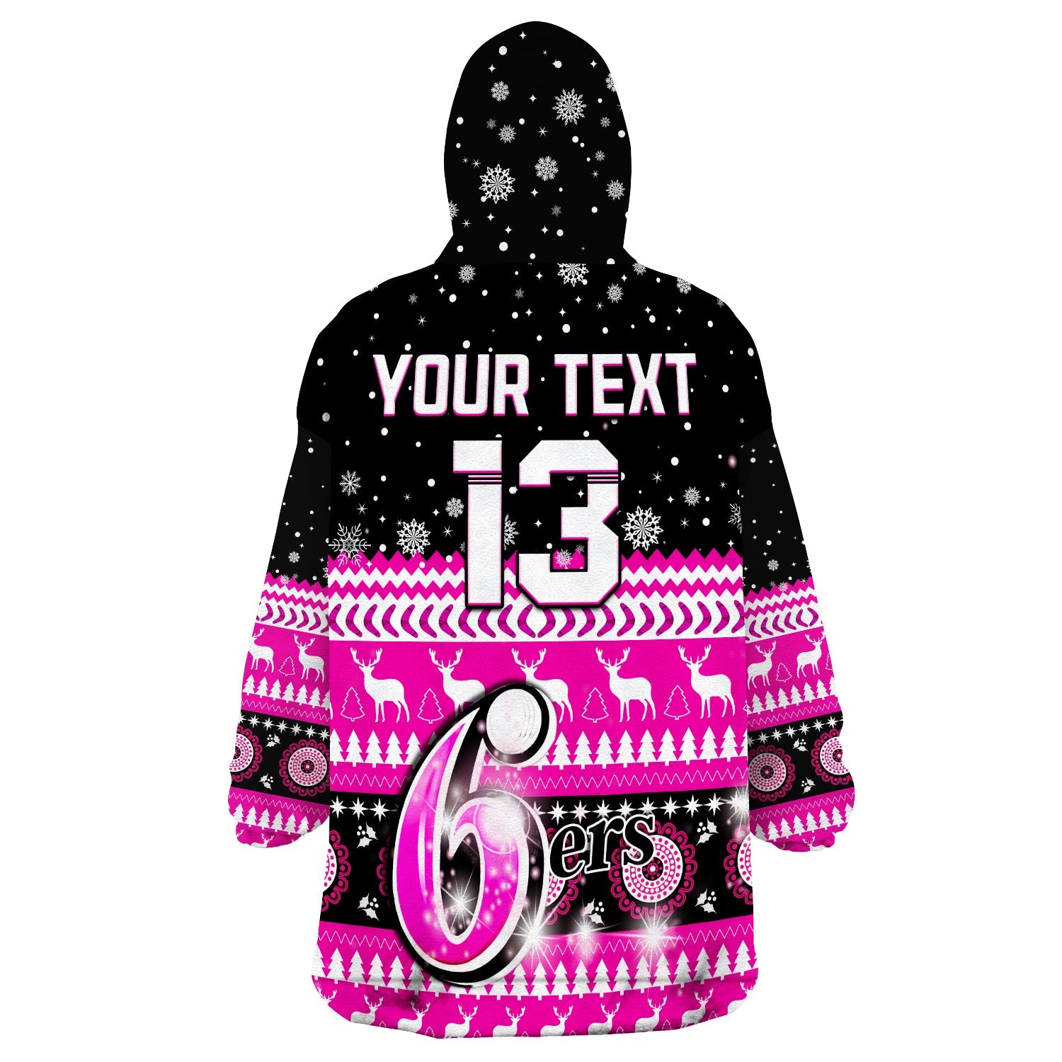(Custom Text and Number) Sydney Sixers Cricket Wearable Blanket Hoodie Christmas Aboriginal - Vibe Hoodie Shop