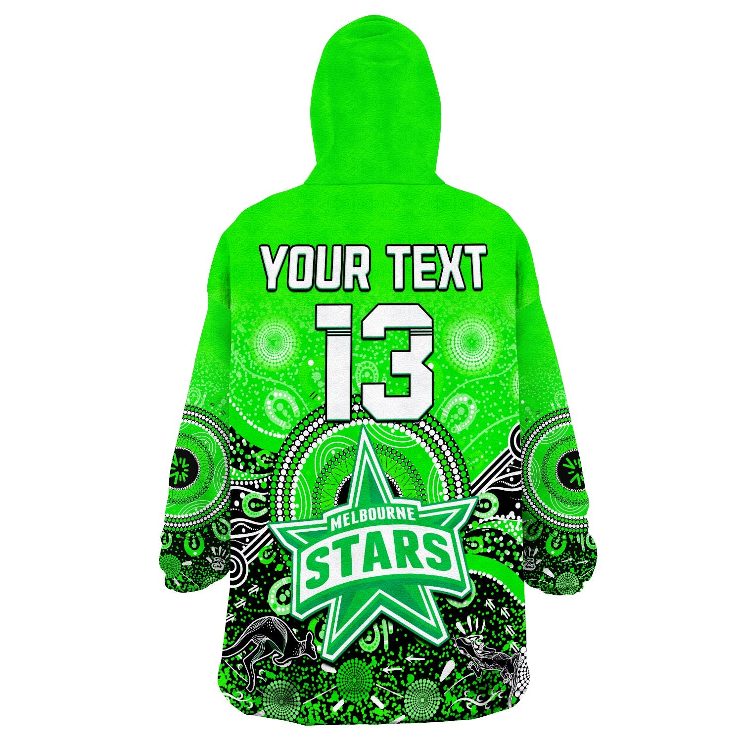 (Custom Text and Number) Melbourne Stars Wearable Blanket Hoodie Cricket Aboriginal - Vibe Hoodie Shop