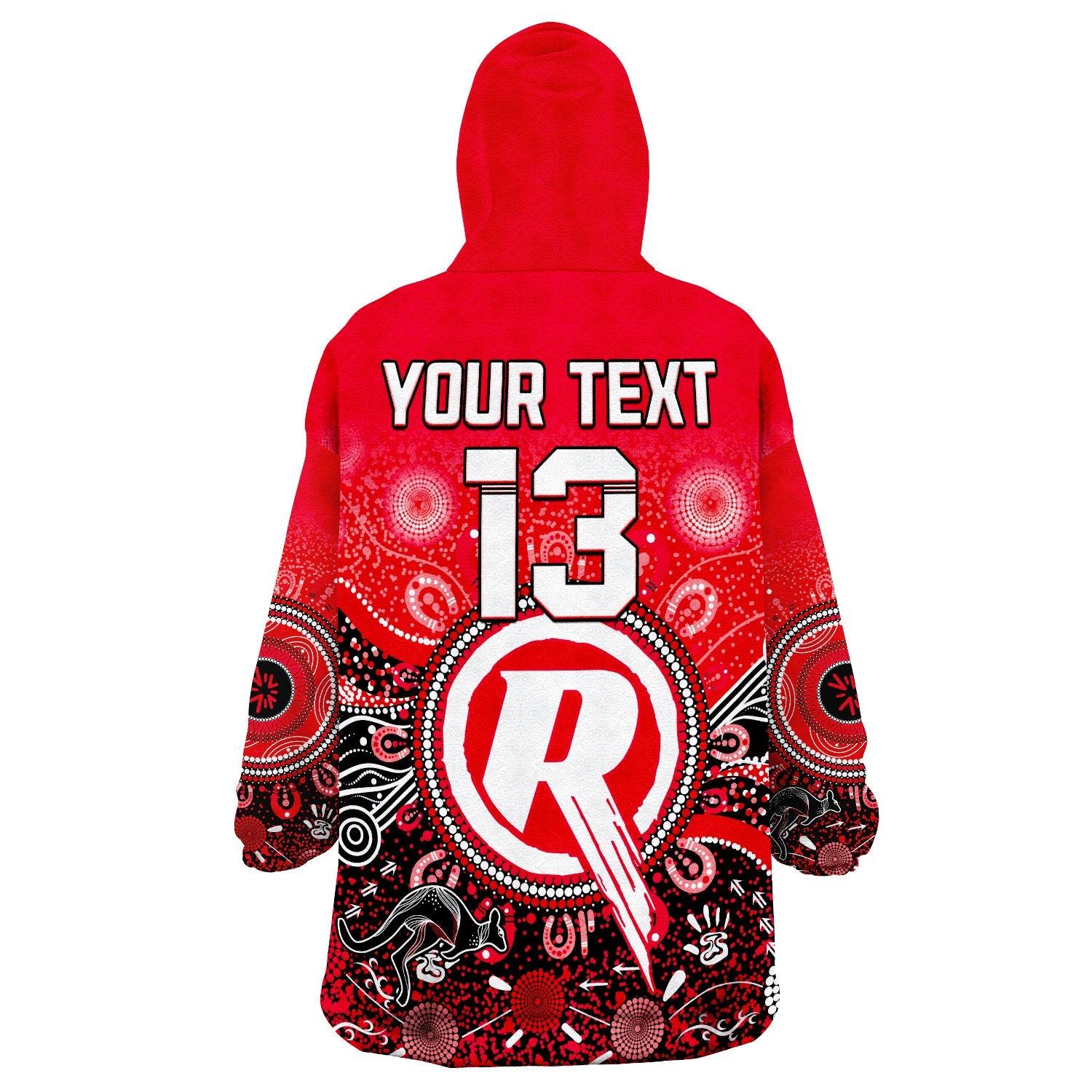 (Custom Text and Number) Melbourne Renegades Wearable Blanket Hoodie Cricket Aboriginal - Vibe Hoodie Shop