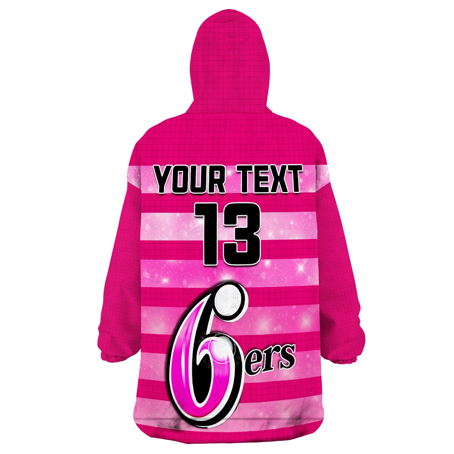(Custom Text and Number) Sydney Sixers Cricket Wearable Blanket Hoodie Galaxy Star Simple Ver.01 - Vibe Hoodie Shop