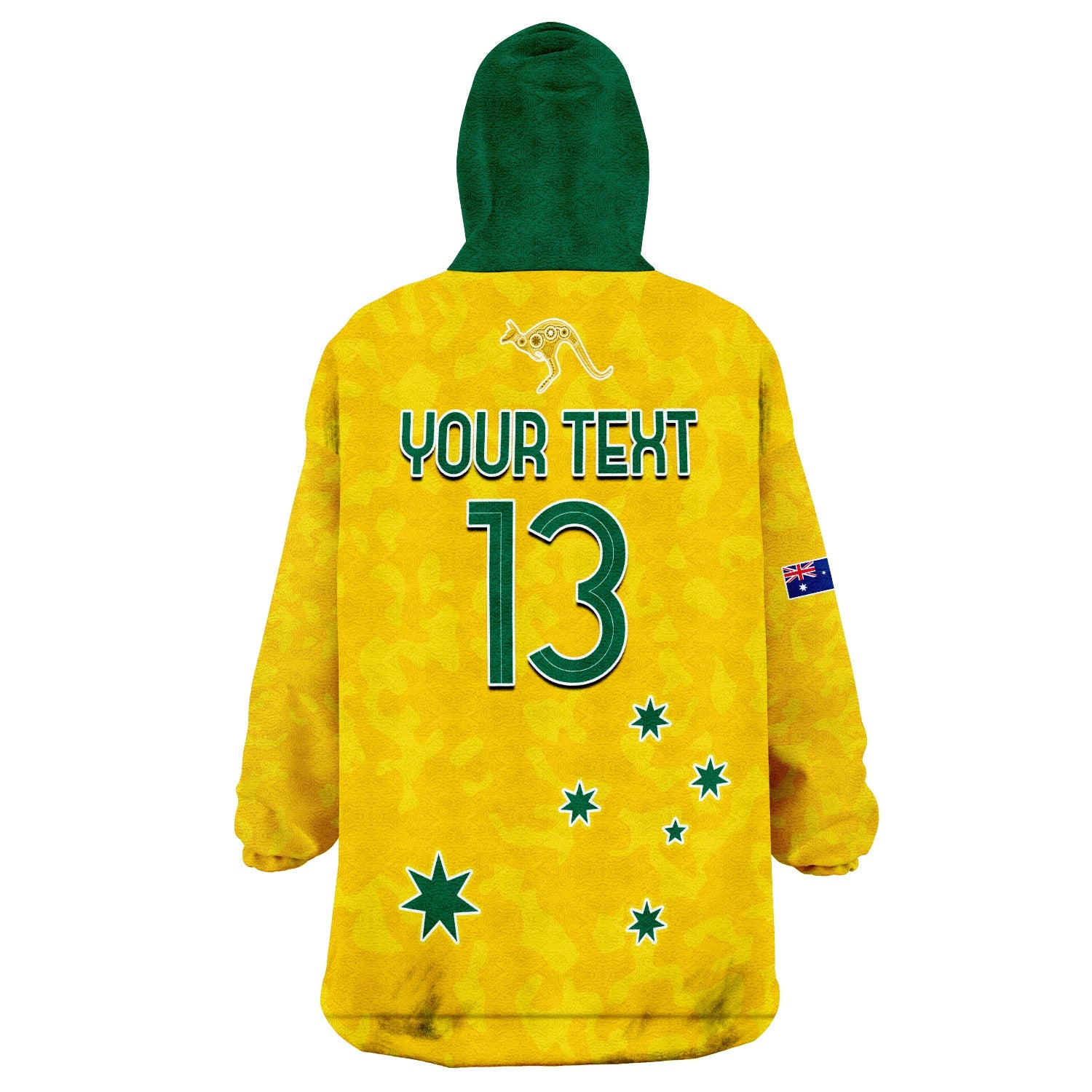 (Custom Text and Number) Australia Soccer Wearable Blanket Hoodie World Cup Football 2022 Socceroos with Kangaroos - Vibe Hoodie Shop