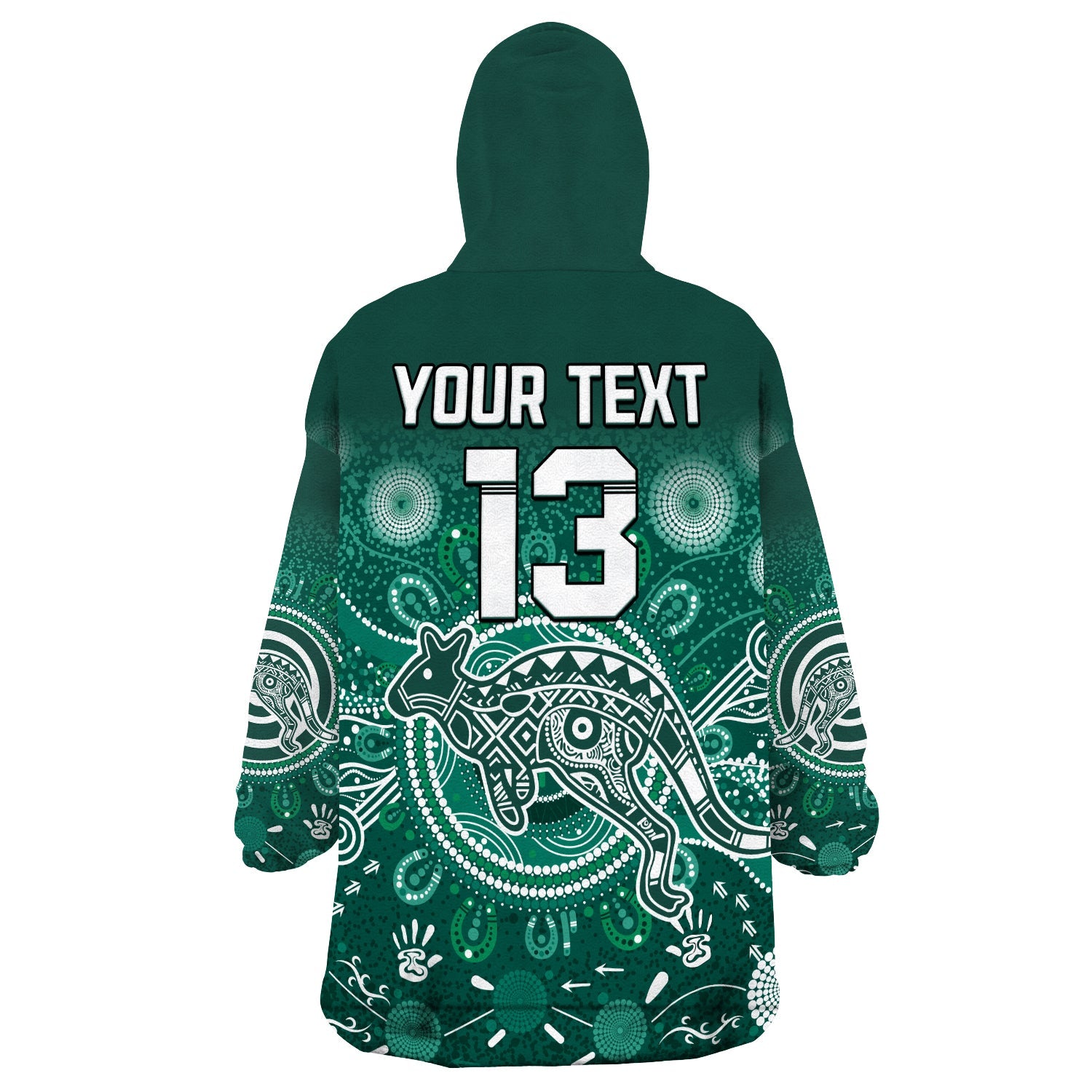 (Custom Text and Number) Wallabies Rugby Australia Wearable Blanket Hoodie Aboriginal - Vibe Hoodie Shop