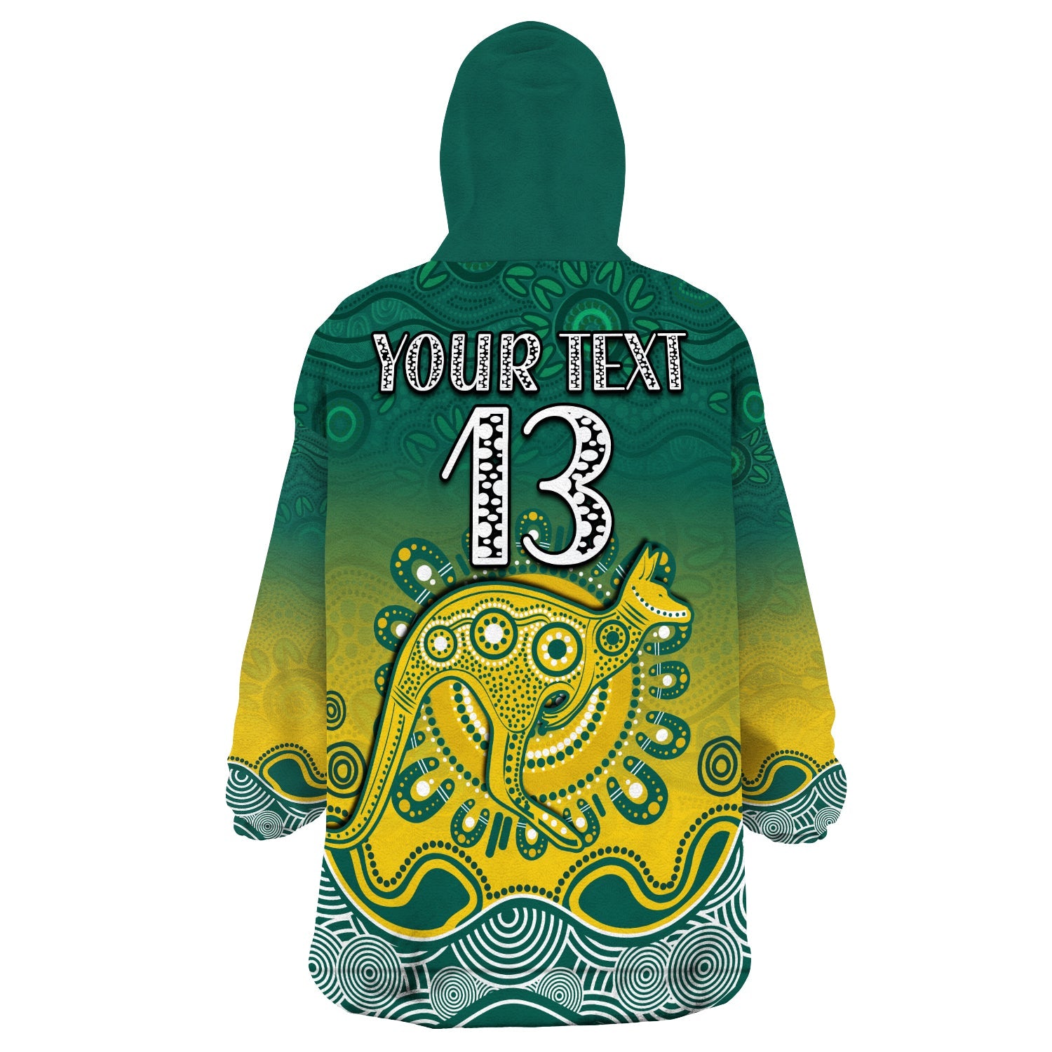 (Custom Text and Number) Wallabies Rugby Australia Wearable Blanket Hoodie Aboriginal - Vibe Hoodie Shop
