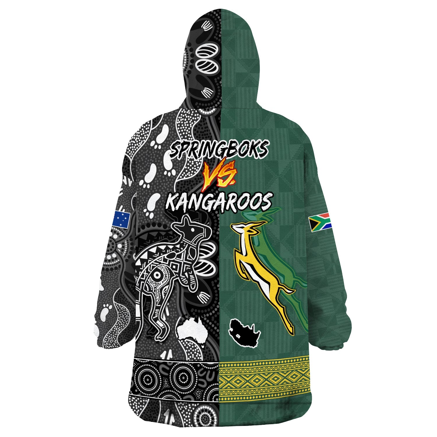 South Africa and Australia Rugby Wearable Blanket Hoodie Go Springboks vs Kangaroos - Vibe Hoodie Shop