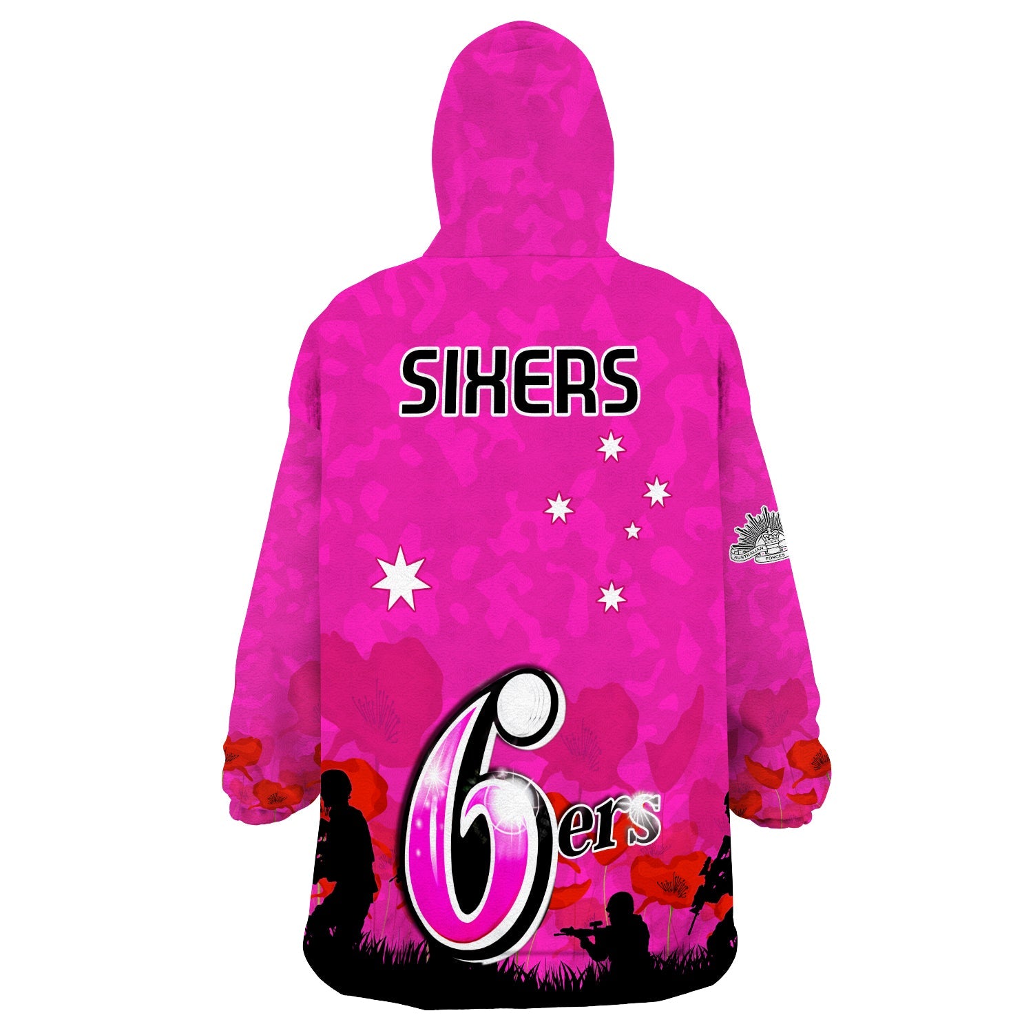 Sydney Sixers Cricket Wearable Blanket Hoodie Anzac Day Camouflage Poppy Lest We Forget - Vibe Hoodie Shop