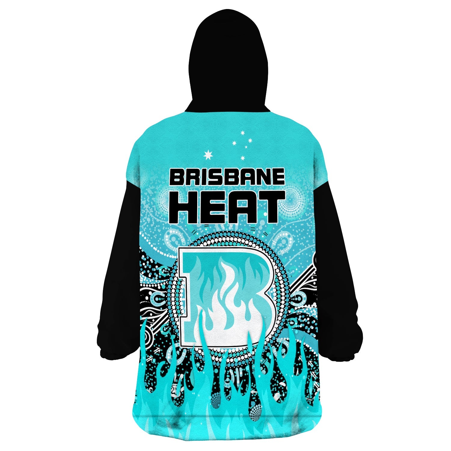 Brisbane Heat Wearable Blanket Hoodie Aboriginal Dot Fire Australia Cricket - Vibe Hoodie Shop