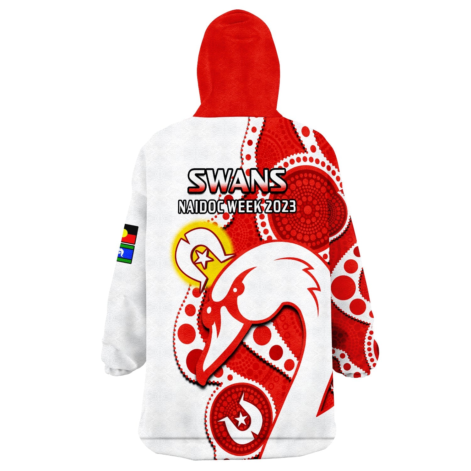 Swans Football NAIDOC 2023 Wearable Blanket Hoodie Sydney For Our Elders Indigenous Art - Vibe Hoodie Shop