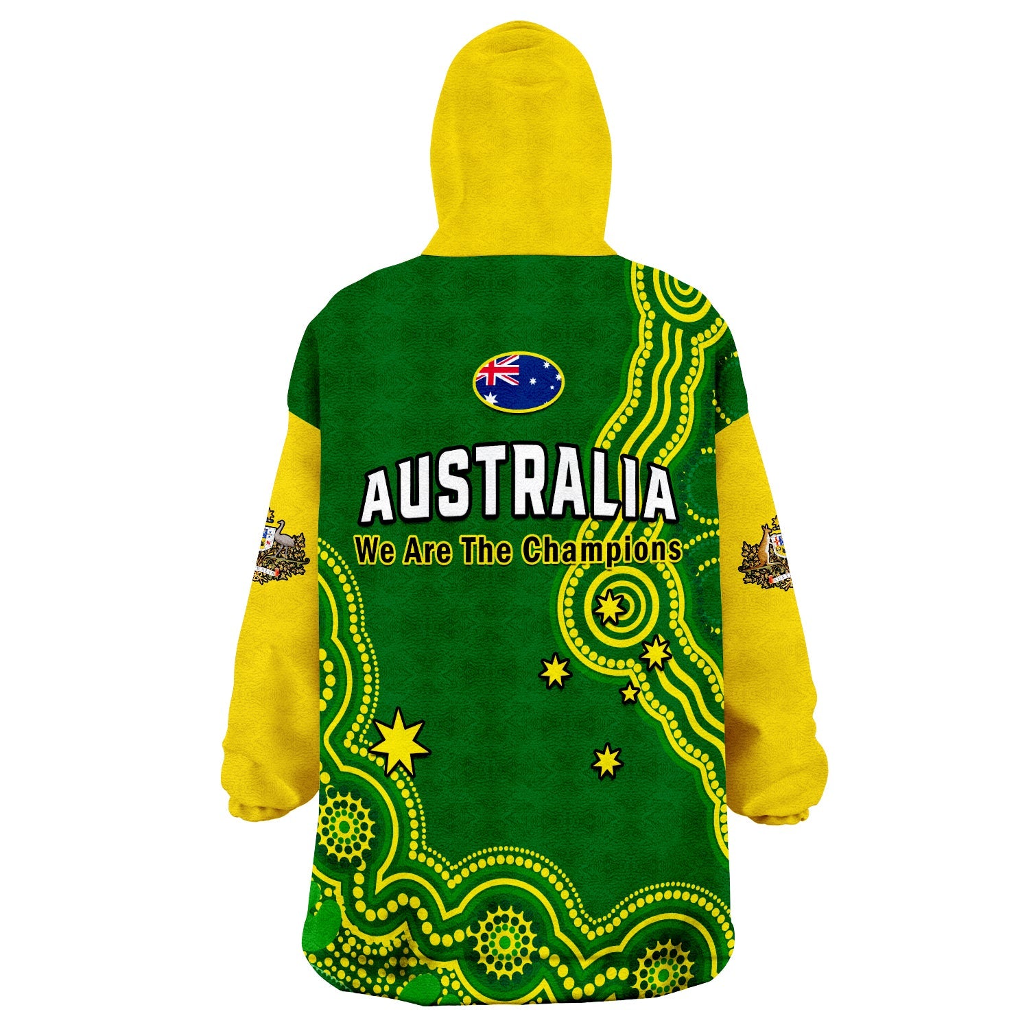 Australia Rugby Wearable Blanket Hoodie Jillaroos Champions Indigenous Green Style - Vibe Hoodie Shop