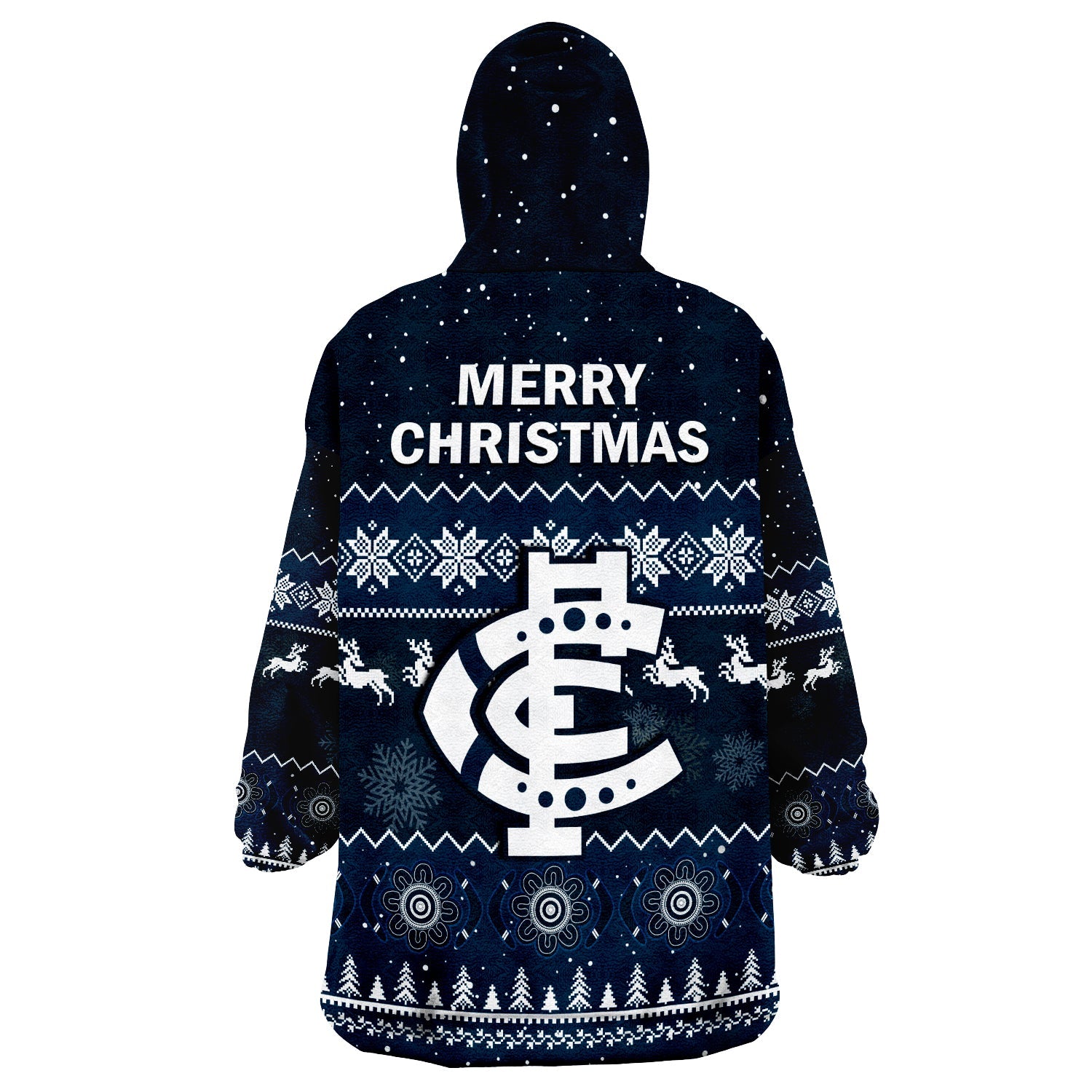 Carlton Football Wearable Blanket Hoodie Blues Indigenous Merry Christmas - Vibe Hoodie Shop
