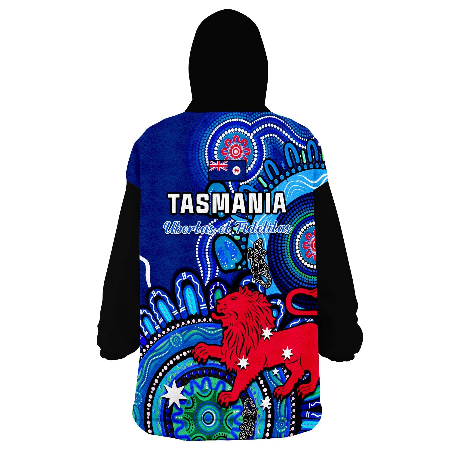 Tasmania State Wearable Blanket Hoodie Australian Indigenous Art - Vibe Hoodie Shop