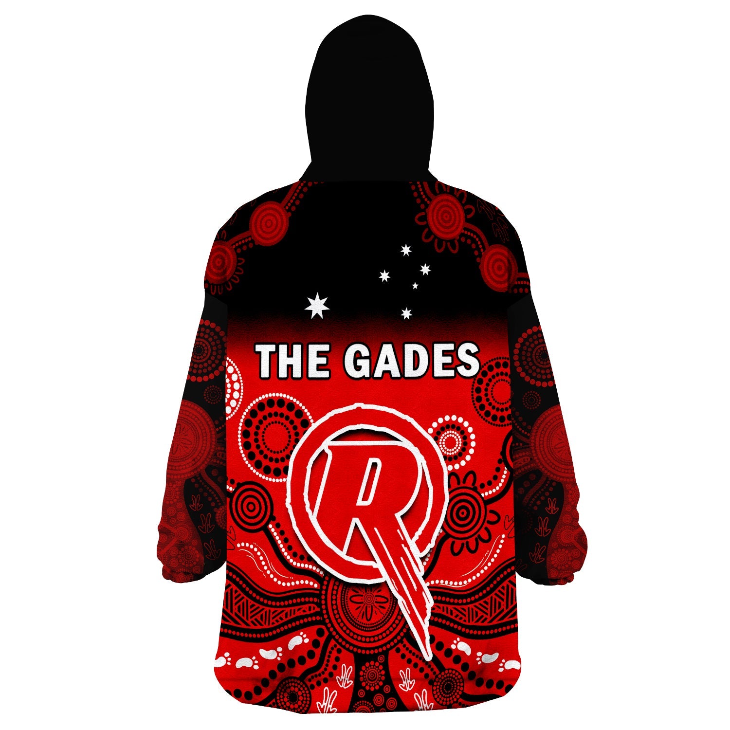 Renegades Cricket Wearable Blanket Hoodie Melbourne Gradient Aboriginal Art - Vibe Hoodie Shop