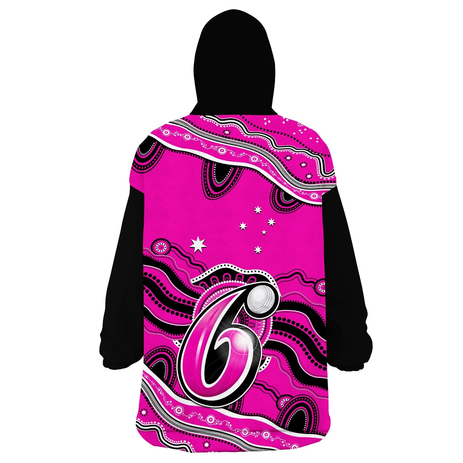 Sixers Cricket Wearable Blanket Hoodie Sydney Aboriginal Painting - Vibe Hoodie Shop