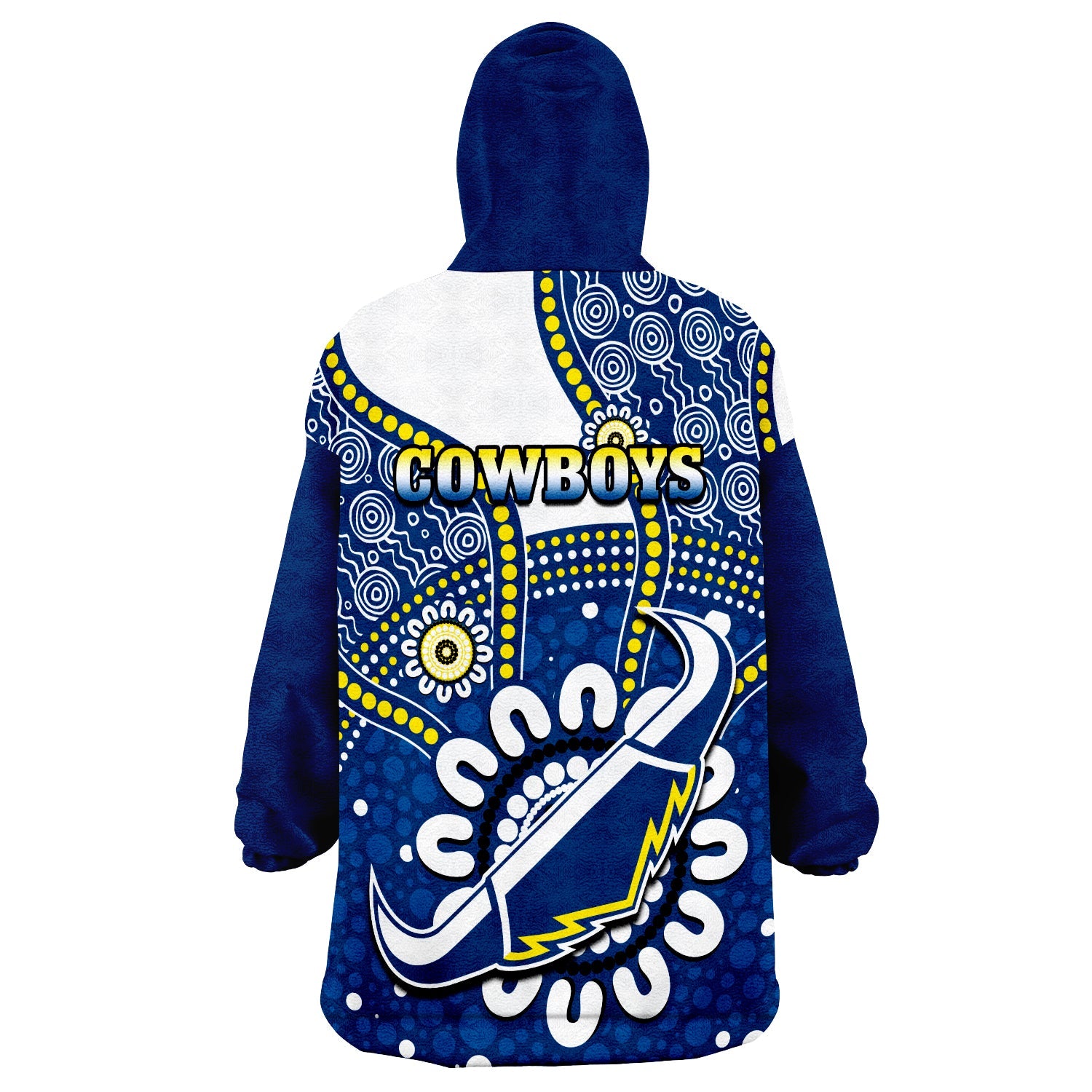 Cowboys Rugby Wearable Blanket Hoodie Indigenous Art - Vibe Hoodie Shop
