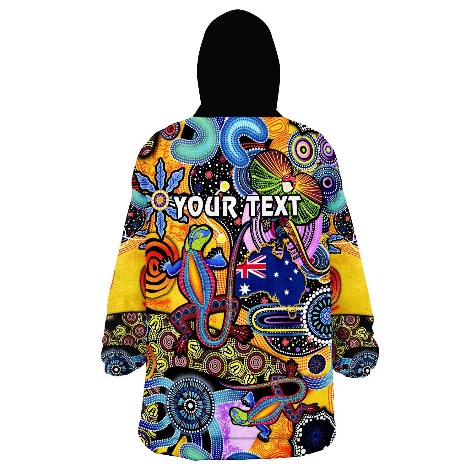 (Custom Personalised) Australia Wearable Blanket Hoodie Indigenous Animal Artsy - Vibe Hoodie Shop