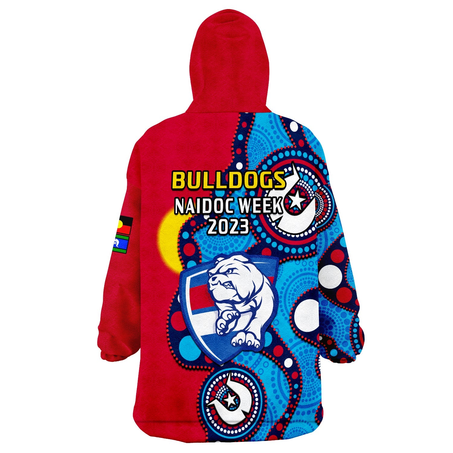 Western Bulldogs Football NAIDOC 2023 Wearable Blanket Hoodie Indigenous For Our Elders - Vibe Hoodie Shop