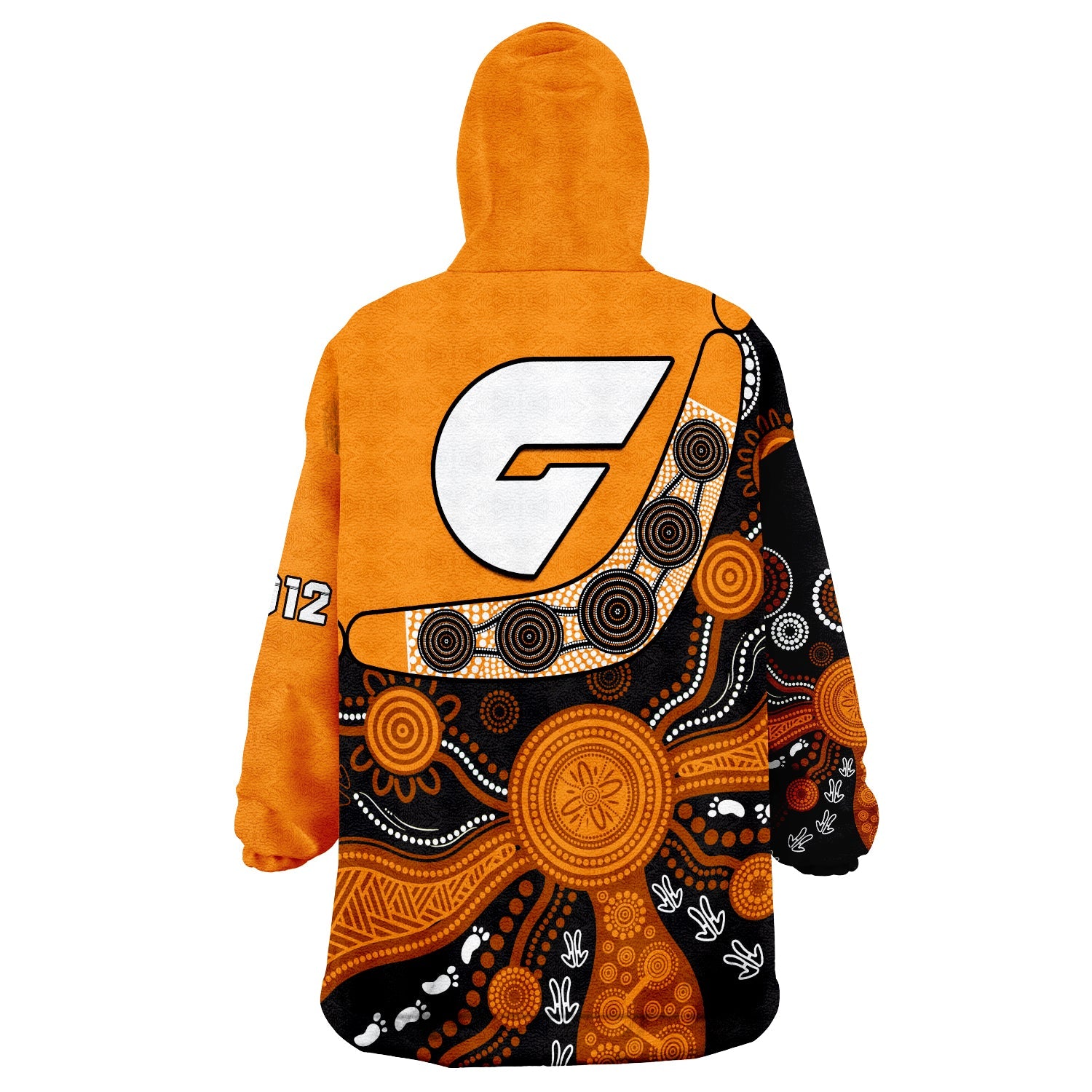 Greater Western Sydney Football Wearable Blanket Hoodie Giants 2012 Boomerang Indigenous Pattern - Vibe Hoodie Shop