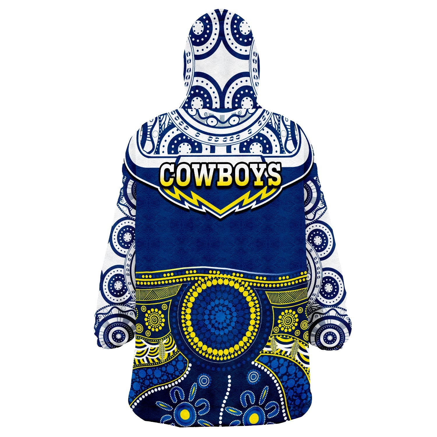 Cowboys Rugby Wearable Blanket Hoodie Aboriginal Art - Vibe Hoodie Shop